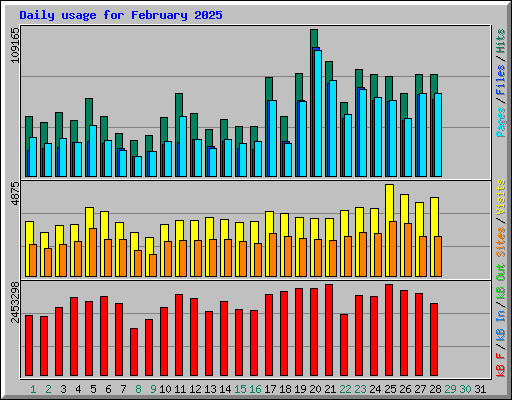 Daily usage for February 2025